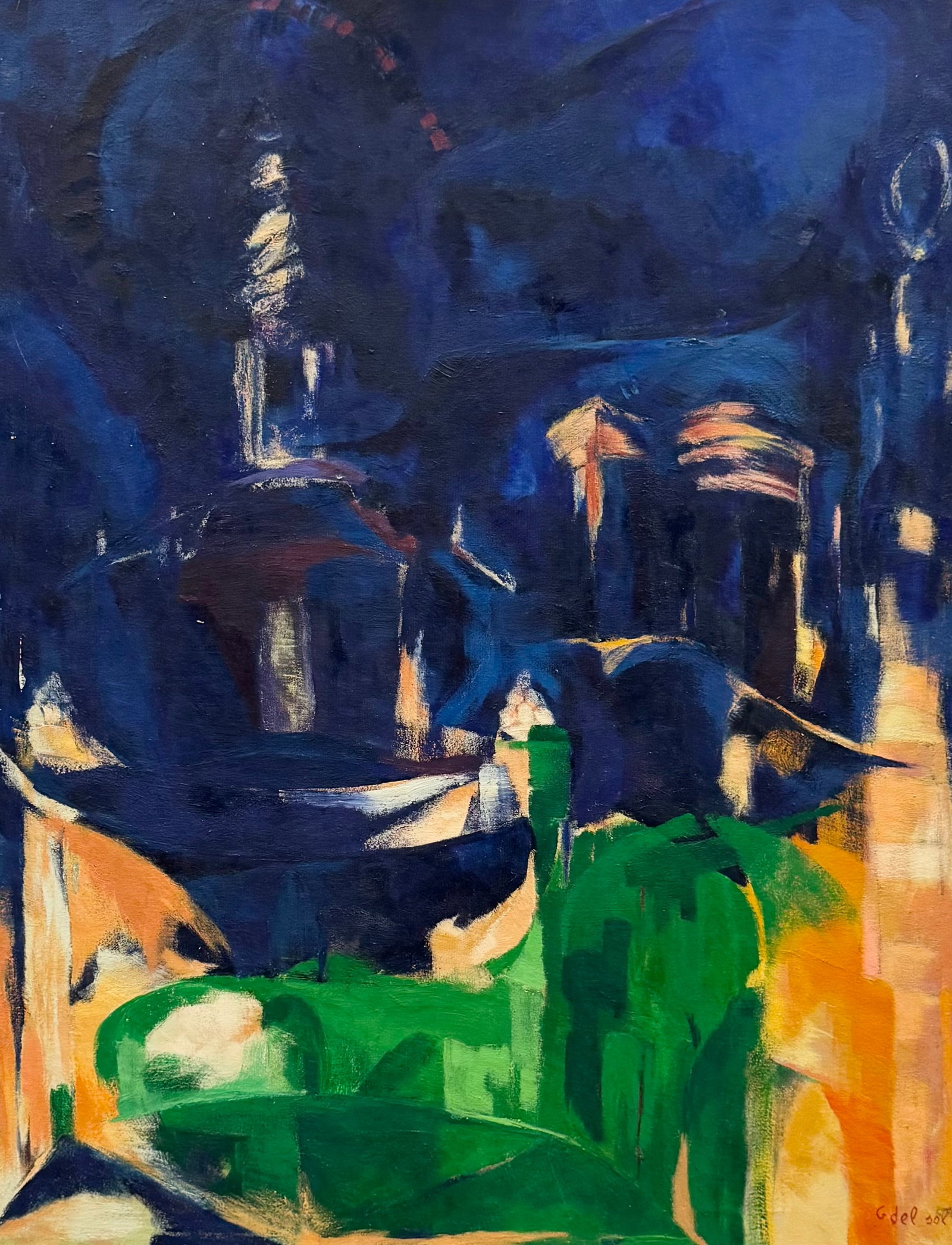 GILBERTO DEL SOL (20th c, Italy, Brazil) Monumental Abstract: Oil on canvas 51 x 40 in. Domestic Flat Shipping Price: $320