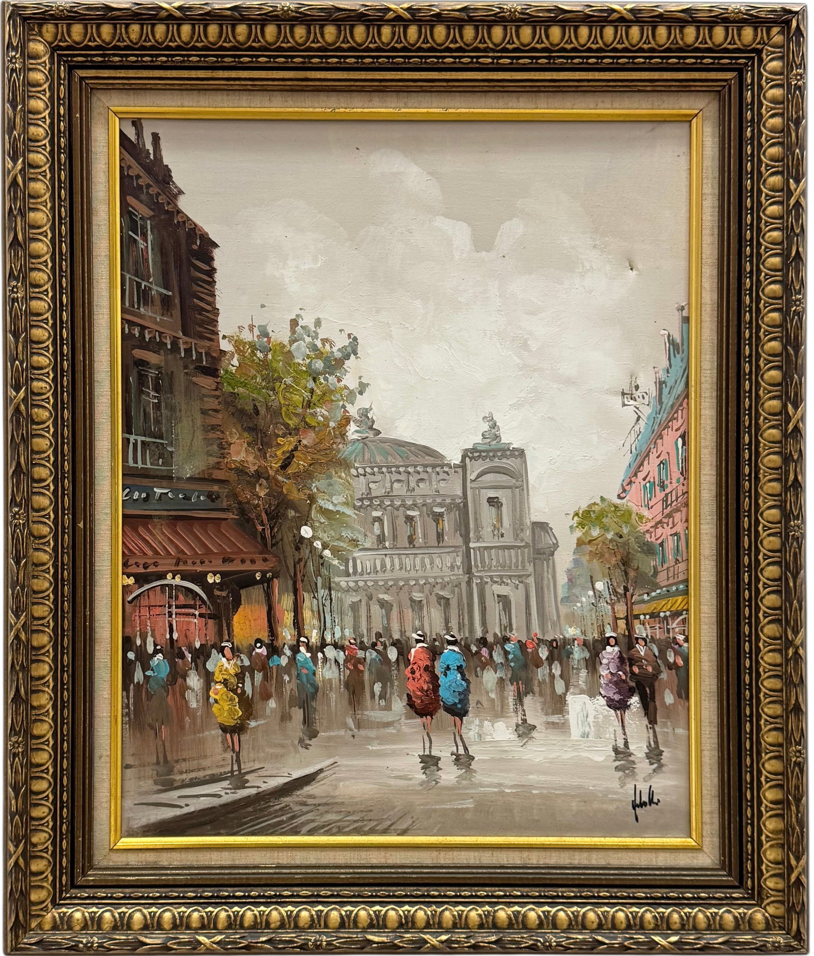 French Paris School Street Scene Signed Oil On Canvas Painting: Oil on canvas 20 x 16 in. Domestic Flat Shipping Price: $70