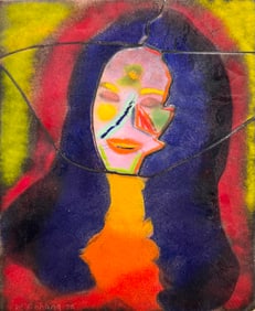 WILLIAM ANHANG (20th c, Canadian) Montreal Artist, 1970's Enamel Portrait