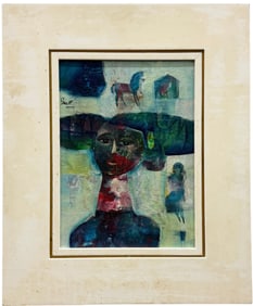 Modernist Vintage Abstract Oil On Board Possibly European Signed