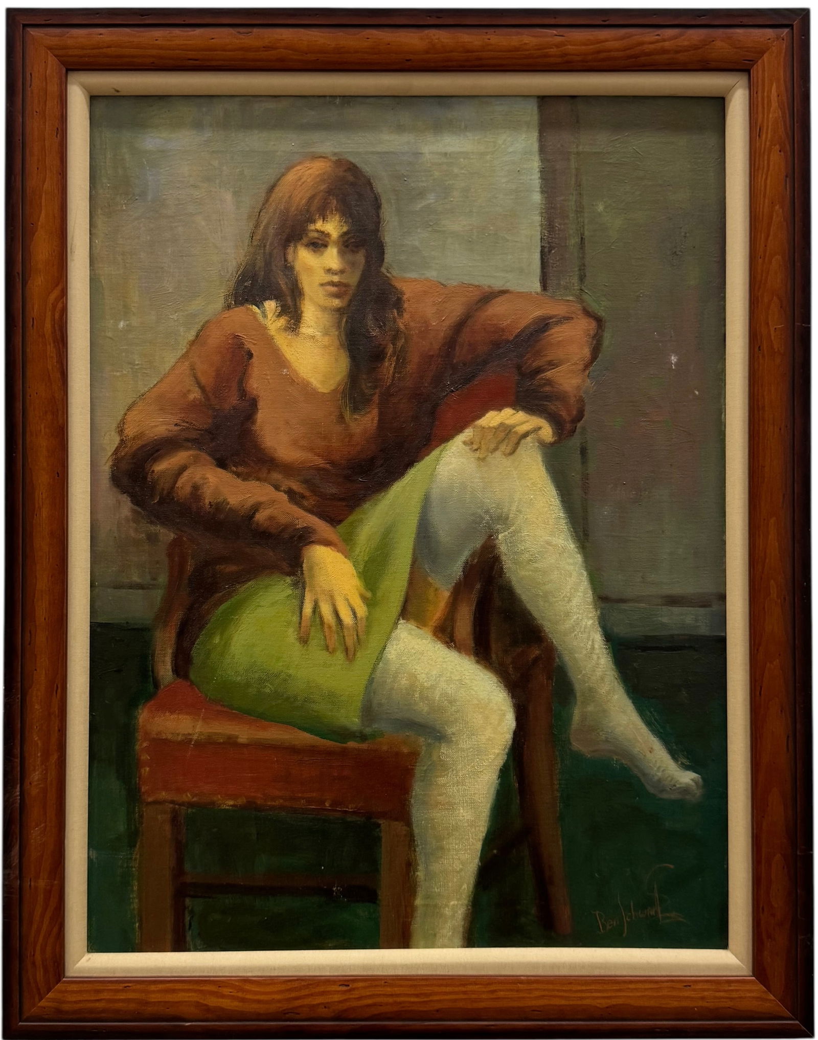 BEN SCHWARTZ (20th c, American) Modernist Seated Woman (1 of 3)
