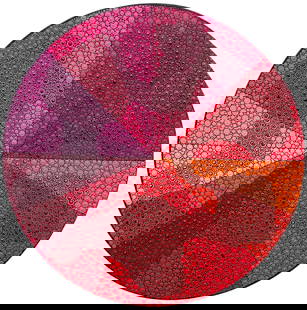 IVETTE BASSAN (20th c, Panama) Abstract Sphere Bold, Bright Colors 30": Mixed media on canvas 30". Domestic Flat Shipping Price: $110