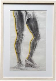 Nicely Framed Modernist Drag Half Man Portrait Minimalist Drawing, Gay Interest