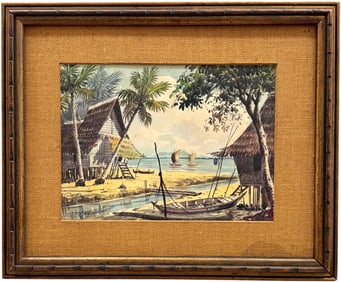 ABU BAKER IBRAHIM (1927-1977, Malaysia) Harbor Scene, Watercolor