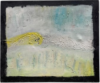 Vintage 1990's Figural Abstract Mixed Media Heavy Impasto On Canvas Signed Tula