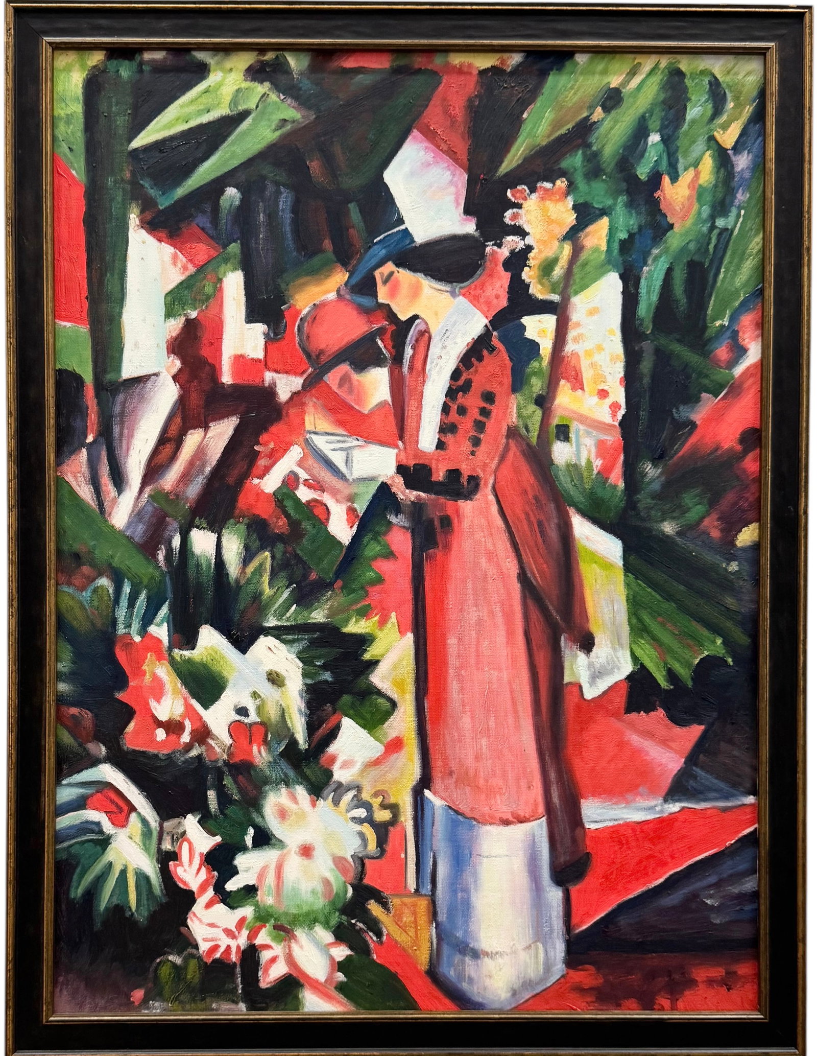 German School Expressionist Flower Market Scene Oil On Canvas (1 of 2)