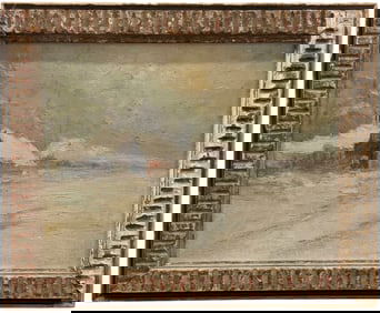 American School Impressionist Snowy Winter Landscape Oil Painting