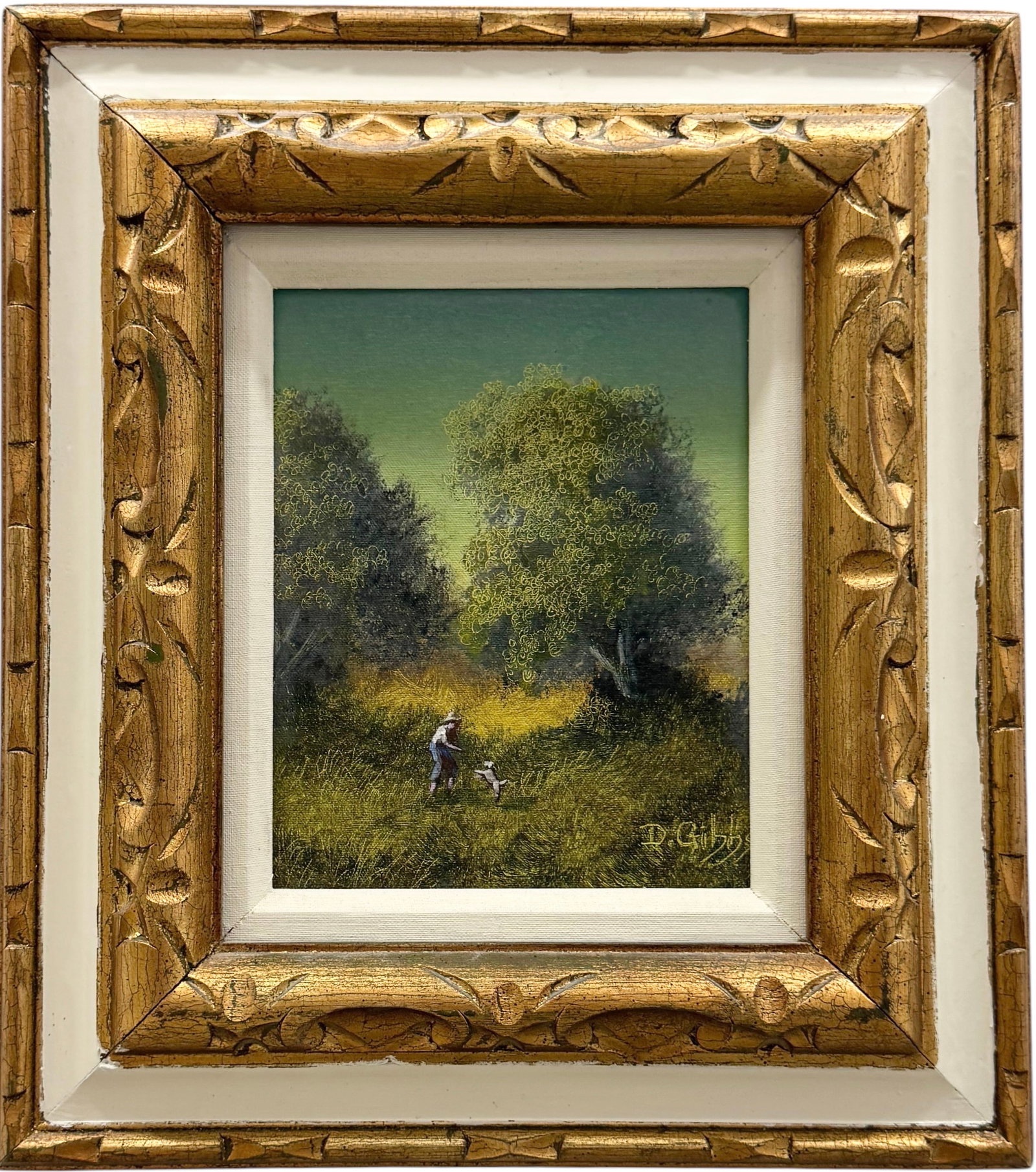 DONALD A. GIBBS (20th c, American) Florida Artist, Landscape: Oil on canvas 8 x 10 in, 18 x 16 in (framed). Domestic Flat Shipping Price: $45