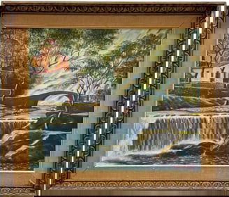PANO DARIOS Latin American School Landscape With Waterfall