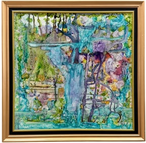 BRUNO D' ARENE Italian Abstract Mixed Media Painting On Board