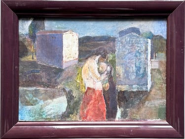 DIANE HOFFMAN (20th c, American) Modernist Morbid Cemetery Scene