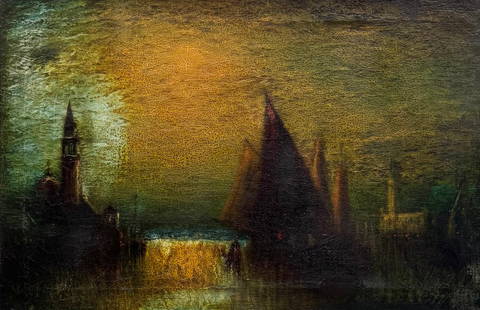 GEORGE HENRY BOGERT (1864-1944, American) Venice: Oil on canvas 30 x 20 in. Domestic Flat Shipping Price: $80
