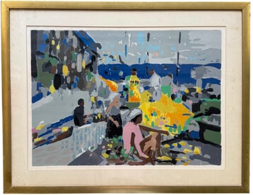 PANG JEN (CHINESE, B. 1928) Large Pencil Signed Serigraph Print, Florida Artist