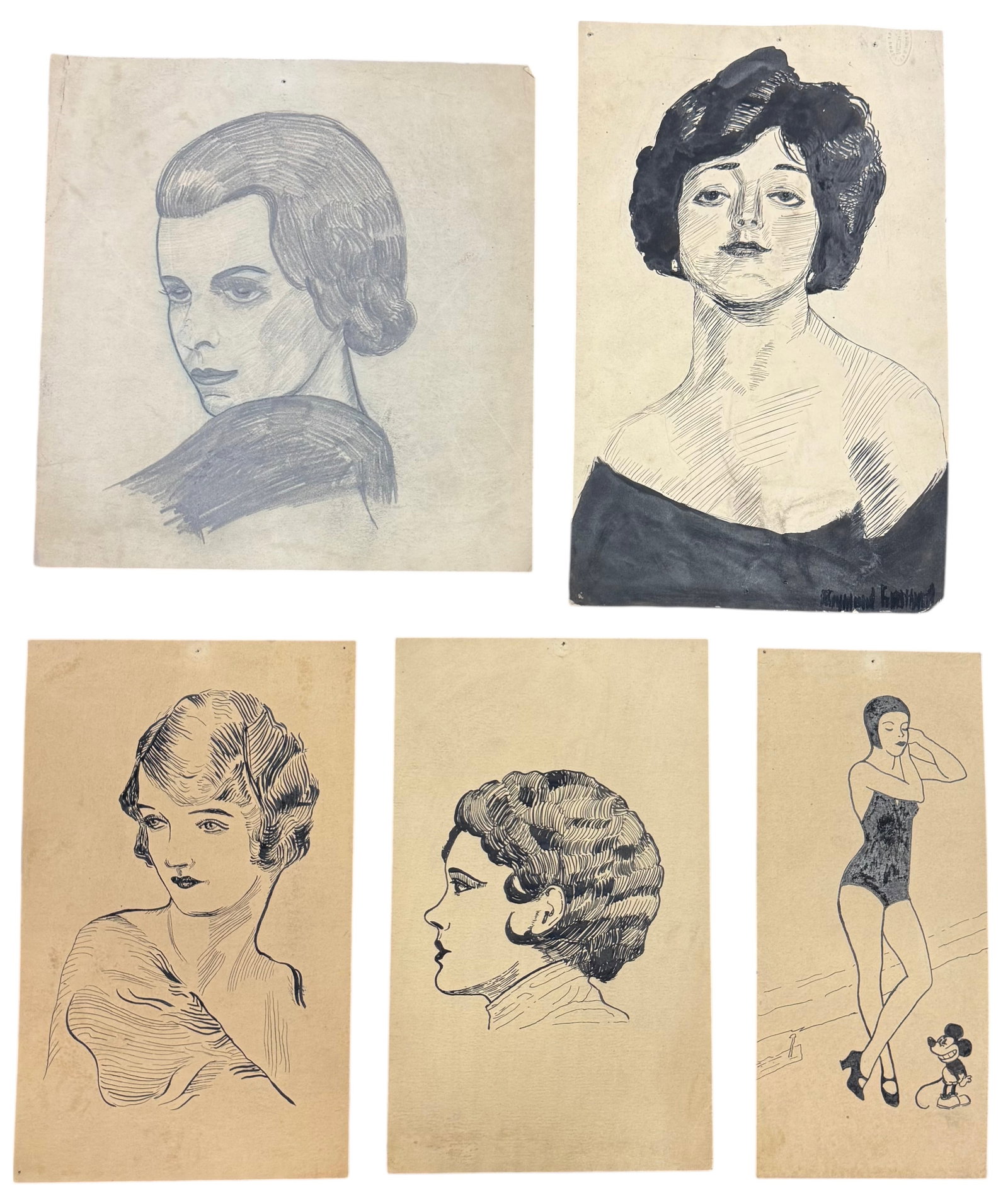 RAY GRATHWOL (1900-1992, American): Drawings 9 x 7 in largest. Domestic Flat Shipping Price: $35
