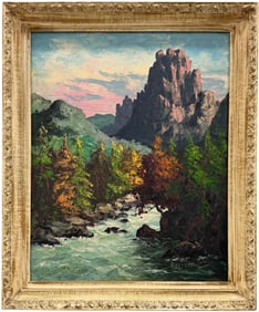 European School Landscape Signed Oil Painting Heavy Impasto
