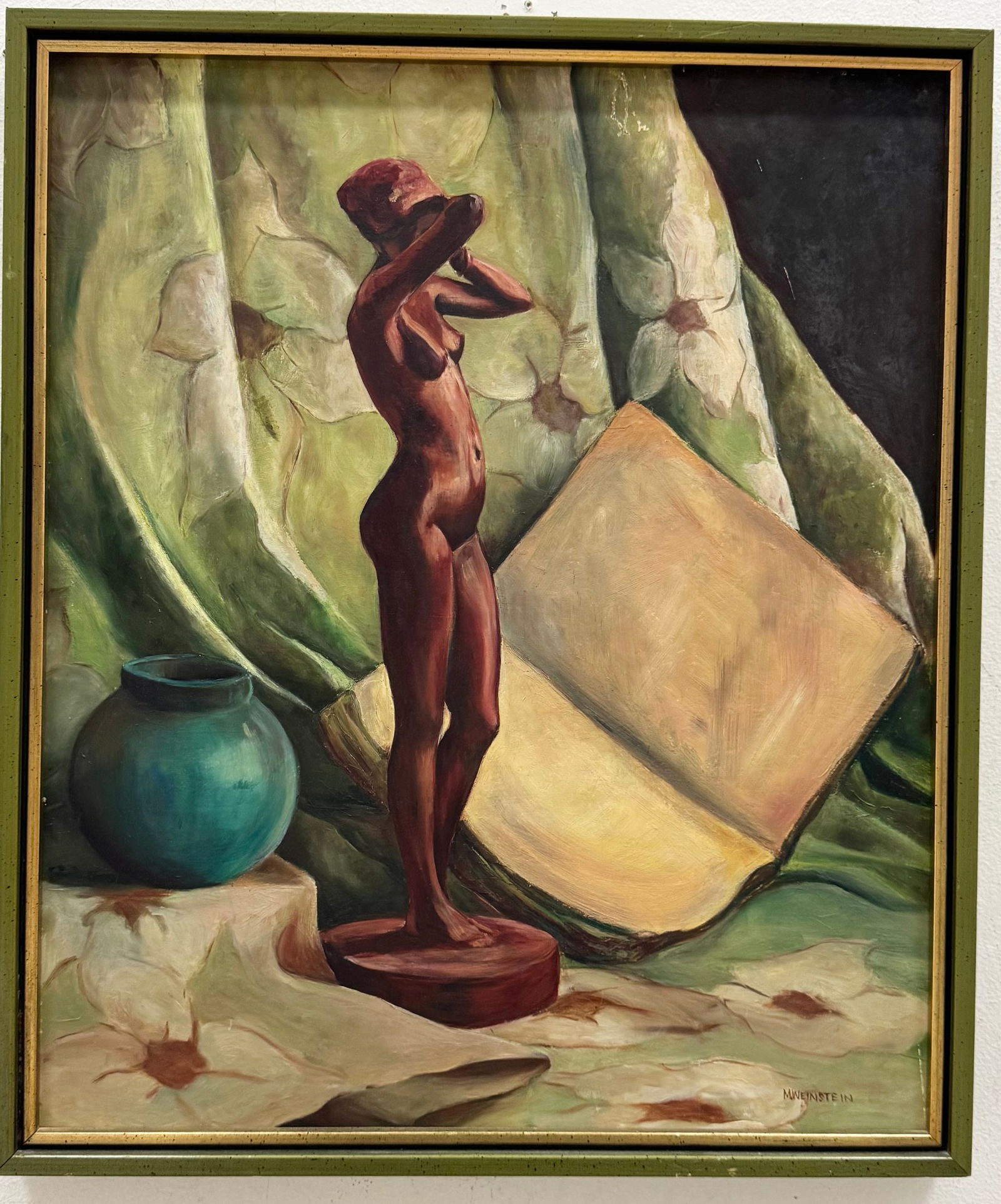 Vintage American School Still Life With Sculpture Signed Weinstein (1 of 3)