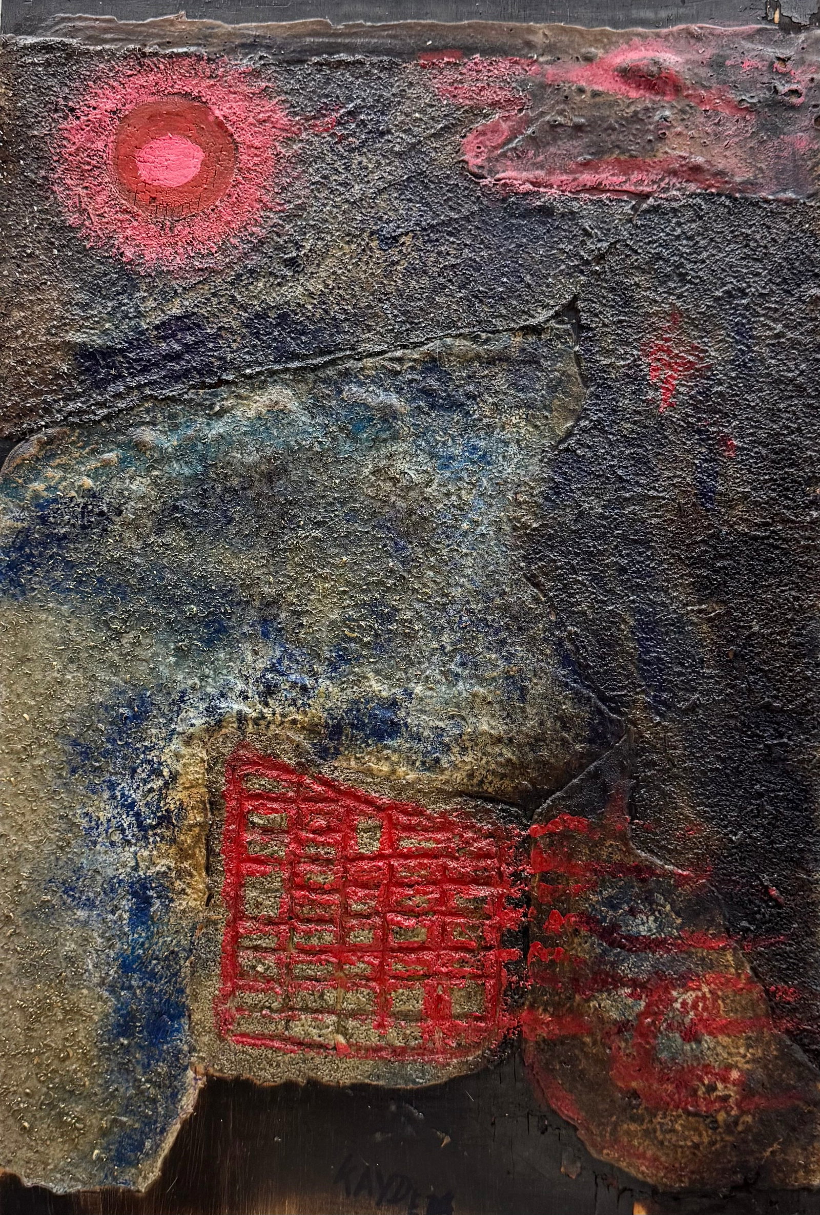 JOSE MARIA KAYDEDA (20th c, Spanish) Abstract: Mixed media on wood 29.5 x 21.5 in. Domestic Flat Shipping Price: $80