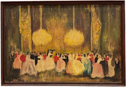 Early European School Modernist Ballroom Scene Of People Dancing