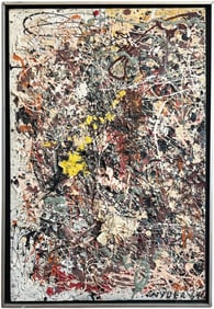Mid-Century American School Abstract Expressionist Action Splatter Signed Oil Painting