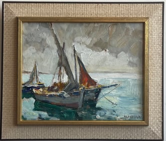 KNUT NORMAN (1896-1977, Sweden) Harbor Scene