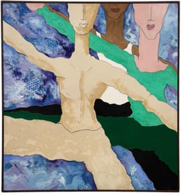 JOHN HAYDEN (20th c, American) Monumental Abstract With 3 Racially Diverse Men