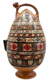 Juan Apaza, Hand Painted Peruvian Pottery Vase Vessel