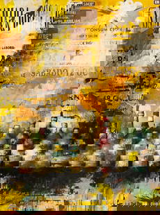 JORDO PRAT PONS (b. 1965, Spain) Monumental Mixed Media Collage Abstract: Mixed media on canvas 51 x 38 in. Domestic Flat Shipping Price: $260