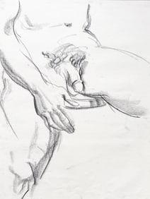 Vintage American School Male Nude Drawing