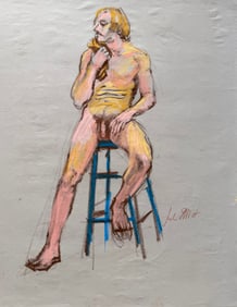 JOHN ELLIOT (1925-2018, American) Seated Male Nude