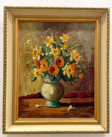 French School Impressionist Still Life Of Flowers Signed Dubois