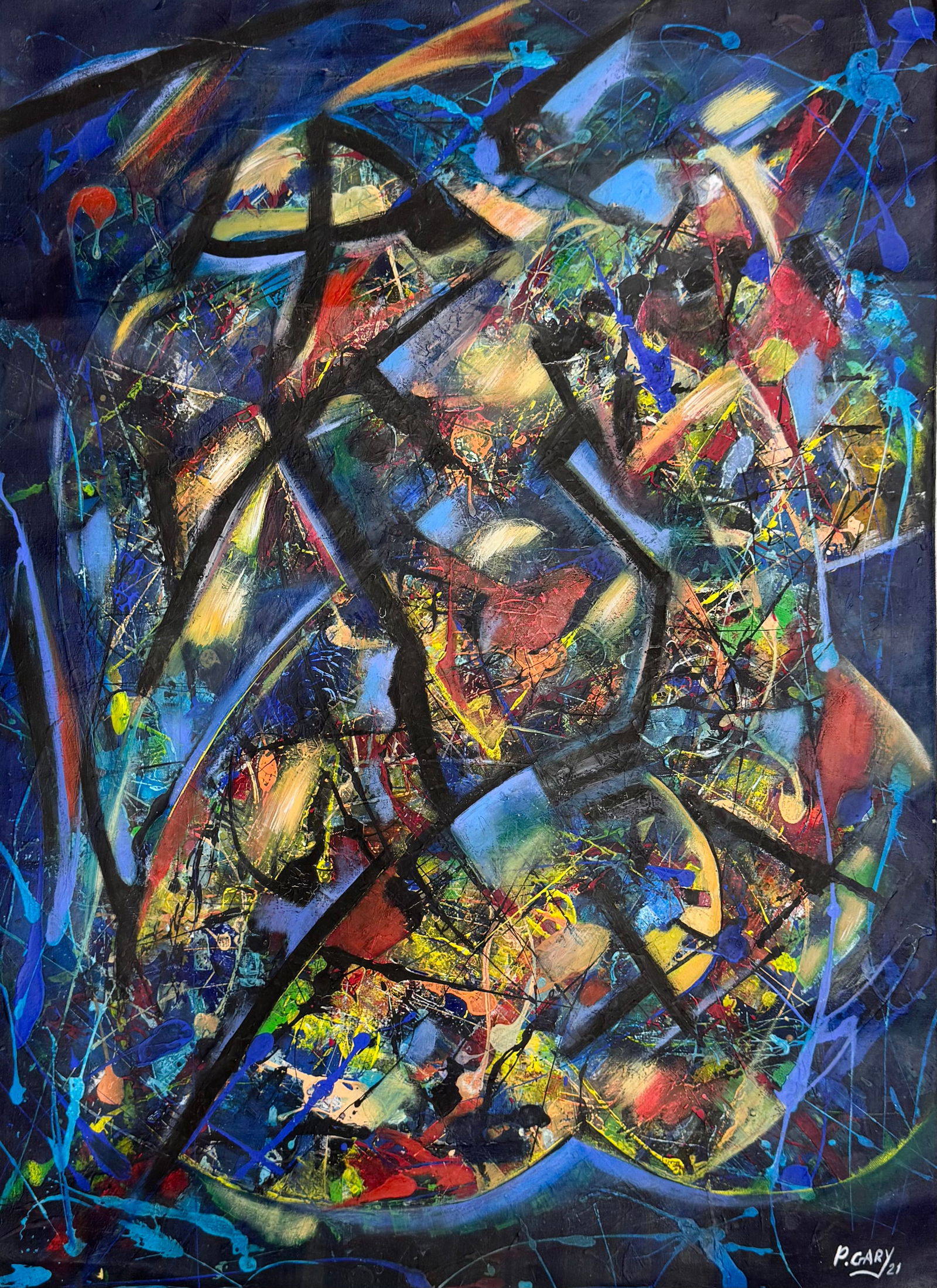 GARY PIERRE (20th c, Haiti) Abstract (1 of 2)