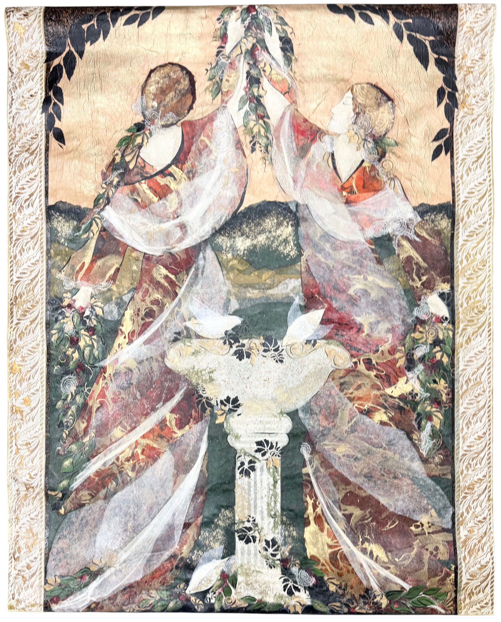 Bonny Hawley, Monumental Mixed Media Tapestry Painting 72 x 58 in (1 of 2)