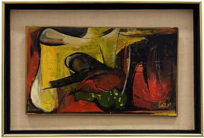 Mid-Century American School 1960's Cubist Abstract Signed Painting