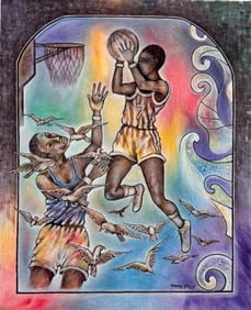 GARY FONG (20th c, Haitian) Basketball Players
