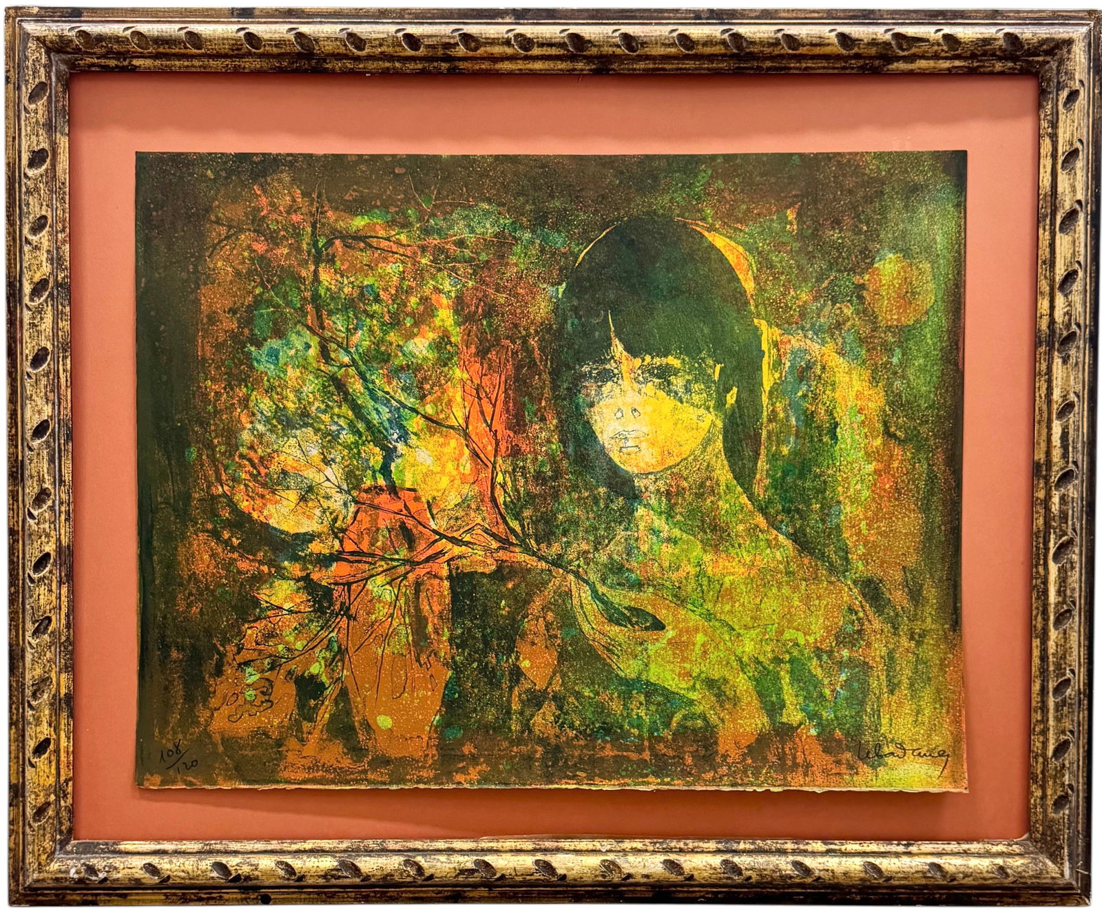 LEBADANG (1922-2015, Vietnam) Lithograph Abstract Pencil Signed: 25 1/4 x 19 1/4 in, 34 x 28 in. Domestic Flat Shipping Price: $90