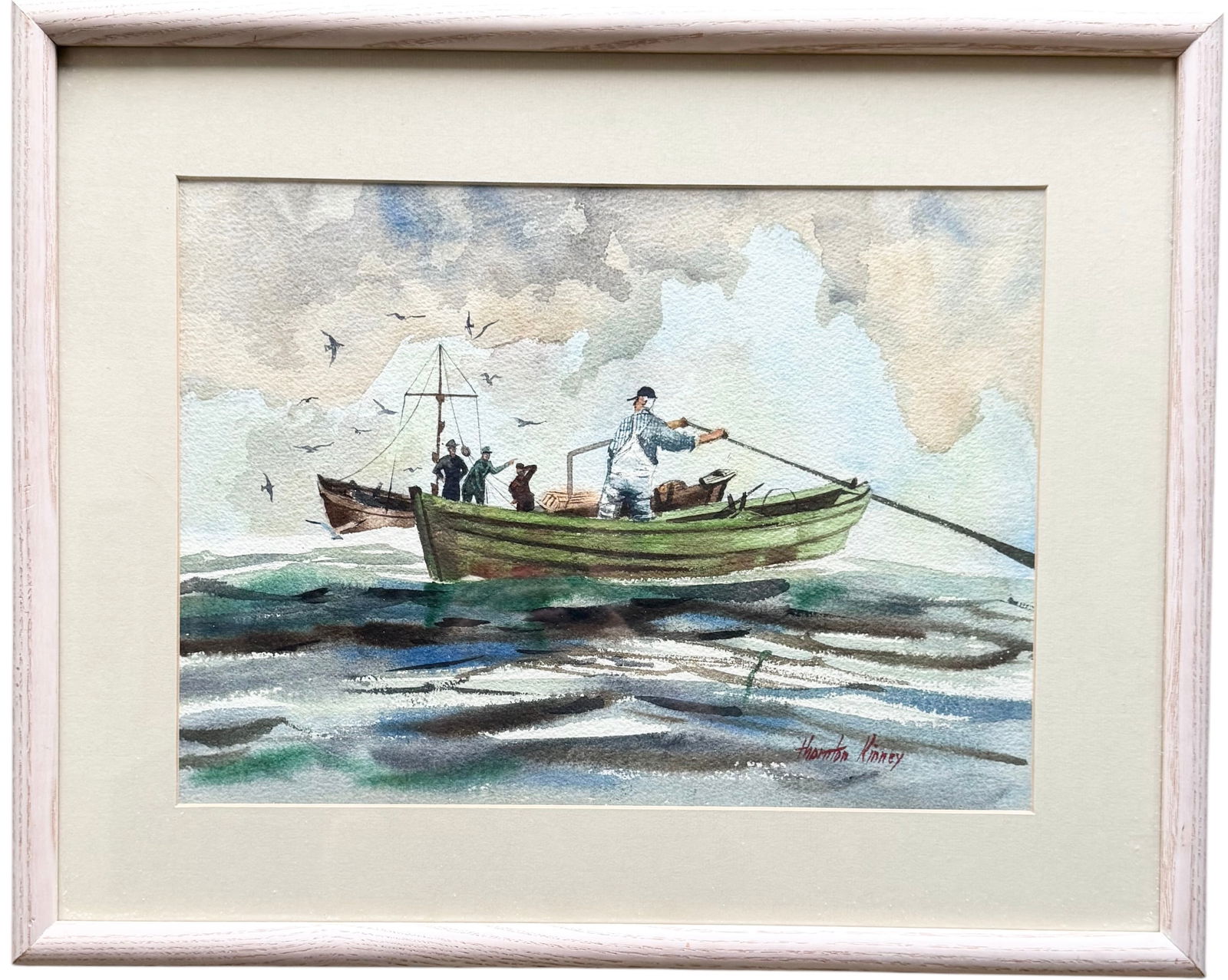 THORNTON KINNEY(20th c, American) Fishermen At Sea, Gloucester, MA Artist (1 of 3)