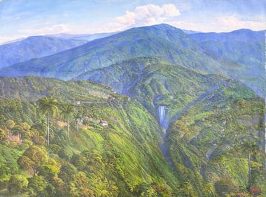 JEAN ADRIEN SEIDE (20th c, Haitian) Mountain Landscape 48"