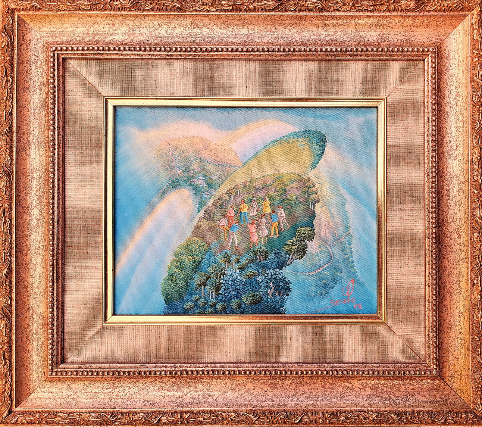 Jean Louis Senatus (20th c, Hatitian): Oil on board 8 x 10 in. Domestic Flat Shipping Price: $45