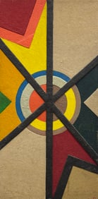 Vintage Post Modern Constructivist Abstract Oil & Sand Painting