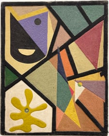 Vintage 1980's Post Modern Constructivist Abstract Oil & Sand Painting