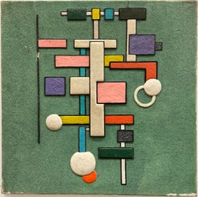 Vintage 1980's Post Modern Constructivist Abstract Oil & Sand Painting