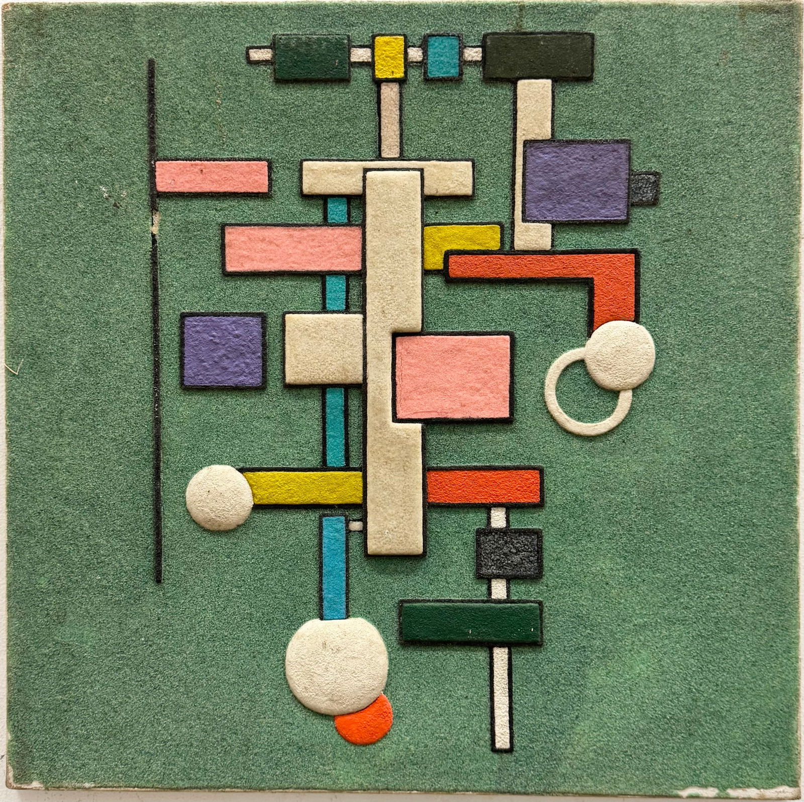 Vintage 1980's Post Modern Constructivist Abstract Oil & Sand Painting (1 of 4)