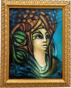 DELMER MEJIA (20th c, Honduras) Figural Portrait Abstract