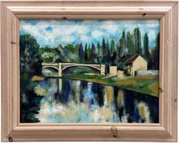French School Modernist River Landscape Painting