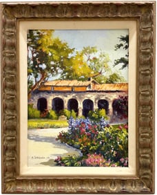 GRACE SCHESLIER (b. 1940, American) California Landscape With Monastery