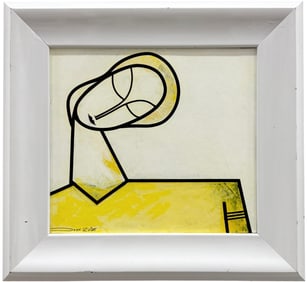 JOSE RUIZ Miami Artist Nicely Framed Figural Abstract Painting