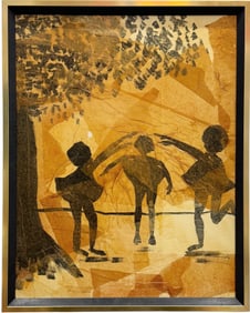 Nicely Framed American Mid-Century Modern Mixed Media Collage