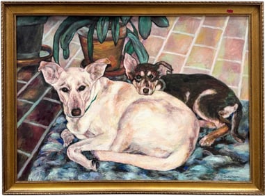 MILDRED SUSSMAN (20th c, American) Pair Of Dogs, Florida Artist