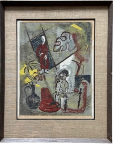 Nicely Framed Pencil Signed Mid-Century Modern Abstract Lithograph