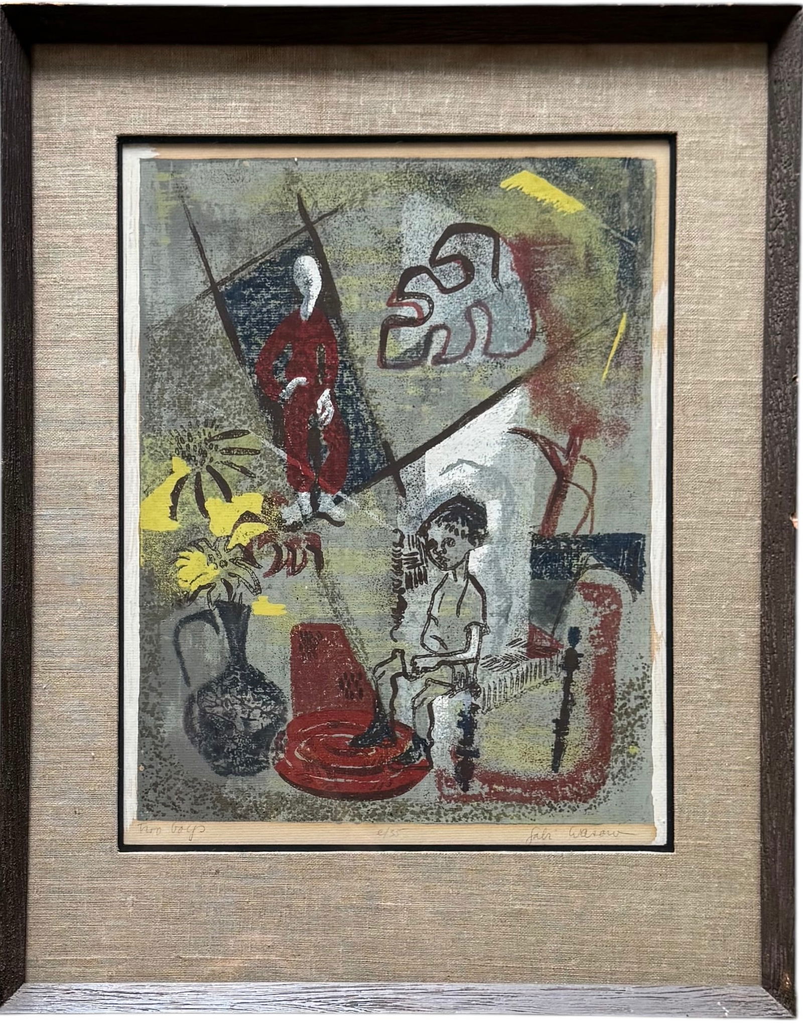 Nicely Framed Pencil Signed Mid-Century Modern Abstract Lithograph (1 of 5)